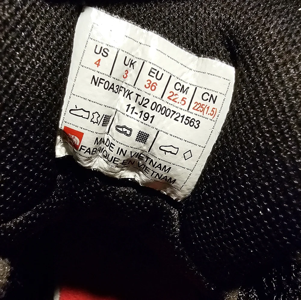 The North Face Kids Black and Red Waterproof Hiking Boots